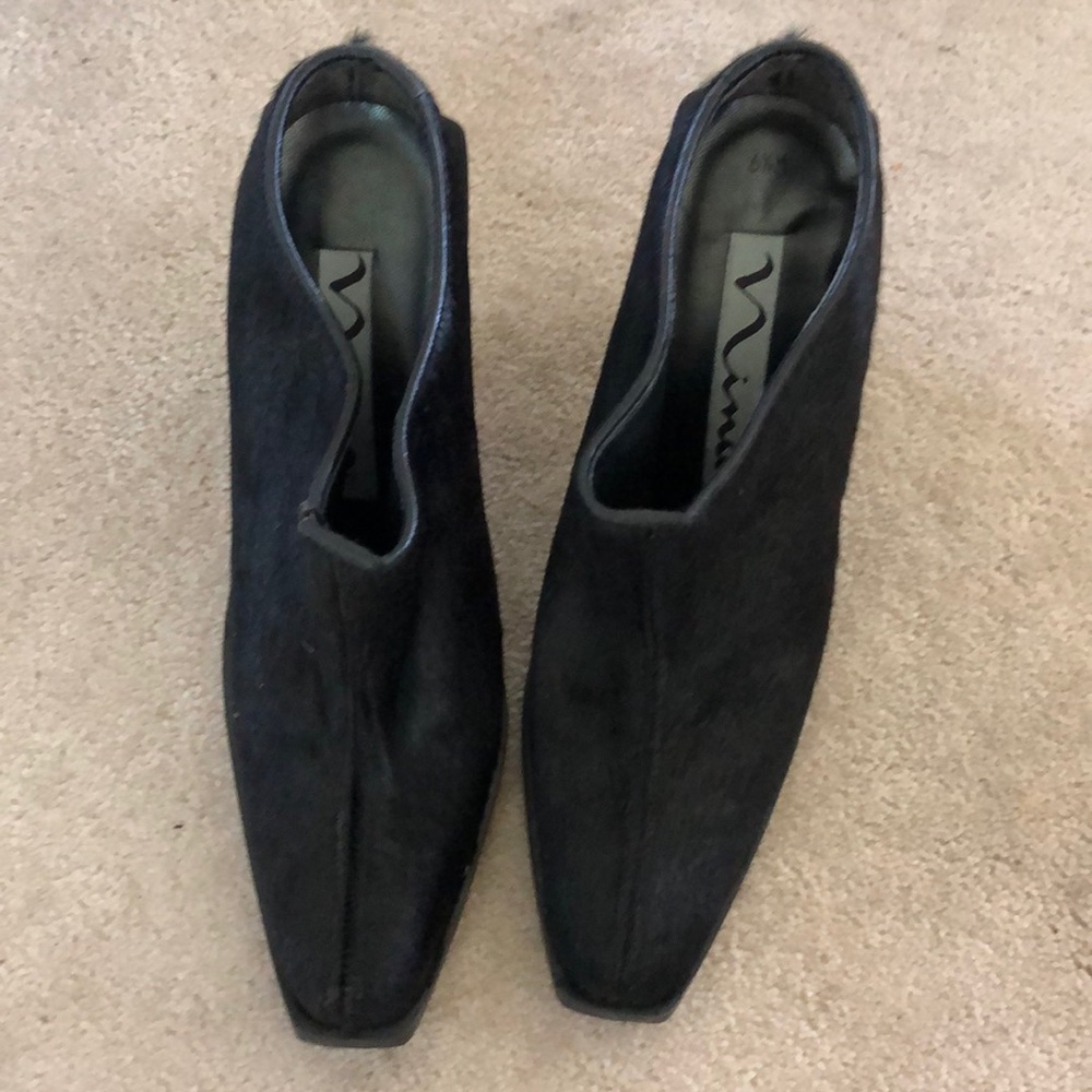 Pony hair ankle boots black